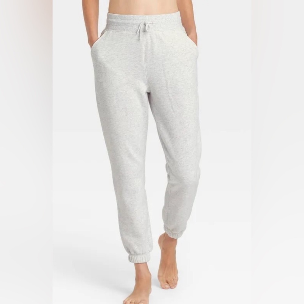 All In Motion Womens Fleece High Rise Jogger Pants Heather Gray Women’s Size S